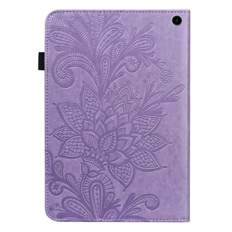 For Amazon Fire Max 11 Lace Flower Embossing Pattern Leather Tablet Case(Purple)