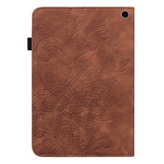 For Amazon Fire Max 11 Lace Flower Embossing Pattern Leather Tablet Case(Brown)