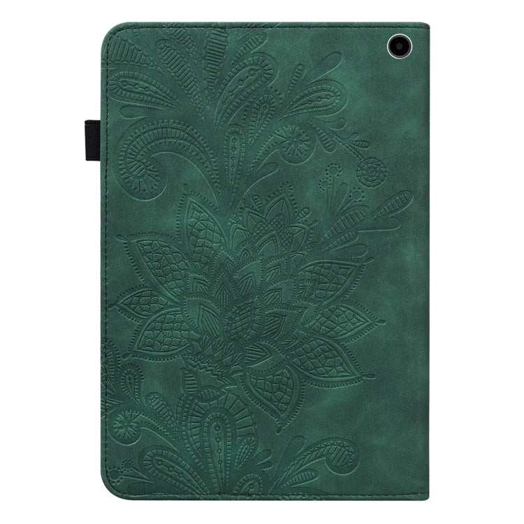 For Amazon Fire Max 11 Lace Flower Embossing Pattern Leather Tablet Case(Green)