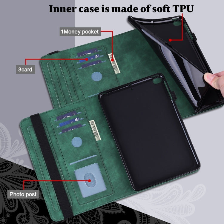 For Amazon Fire Max 11 Lace Flower Embossing Pattern Leather Tablet Case(Green)
