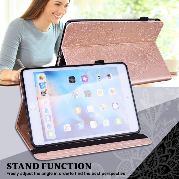 For Amazon Fire Max 11 Lace Flower Embossing Pattern Leather Tablet Case(Gold)