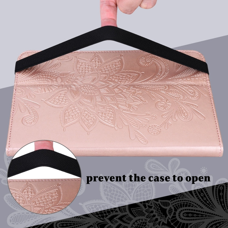 For Amazon Fire Max 11 Lace Flower Embossing Pattern Leather Tablet Case(Gold)