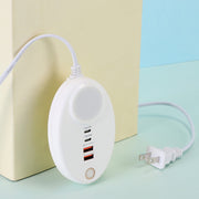 YF-106 USB- C / Type-Cx2+USBx2 Oval PD Socket Phone Charger with Light, Plug Type:US Plug(White)