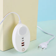 YF-106 USB- C / Type-Cx2+USBx2 Oval PD Socket Phone Charger with Light, Plug Type:EU Plug(White)