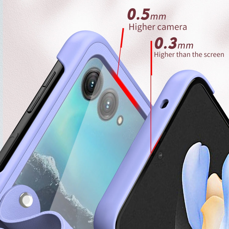 For Motorola Razr 40 Ultra Hand Strap Type Leather Phone Case(Purple)