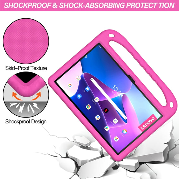 For Lenovo Pad Pro 2021 TB-J716F Handle Portable EVA Shockproof Tablet Case(Rose Red)