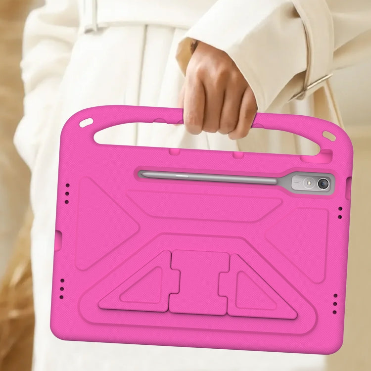 For Lenovo Tab P12 12.7 Handle Portable EVA Shockproof Tablet Case(Rose Red)