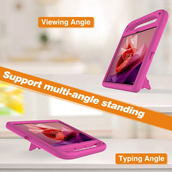 For Lenovo Tab P12 12.7 Handle Portable EVA Shockproof Tablet Case(Rose Red)