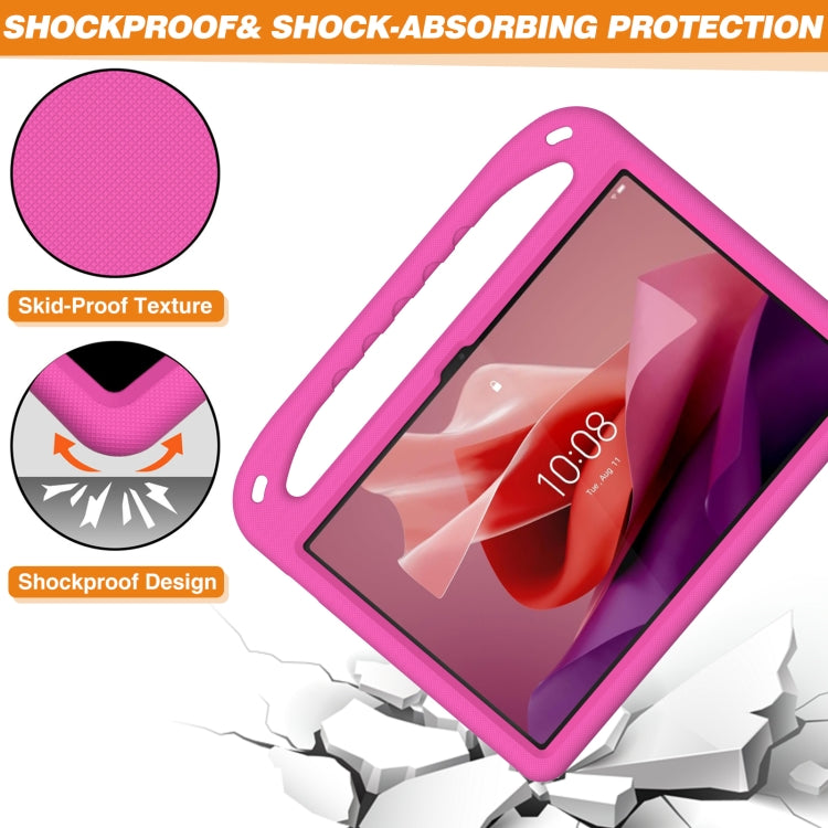 For Lenovo Tab P12 12.7 Handle Portable EVA Shockproof Tablet Case(Rose Red)