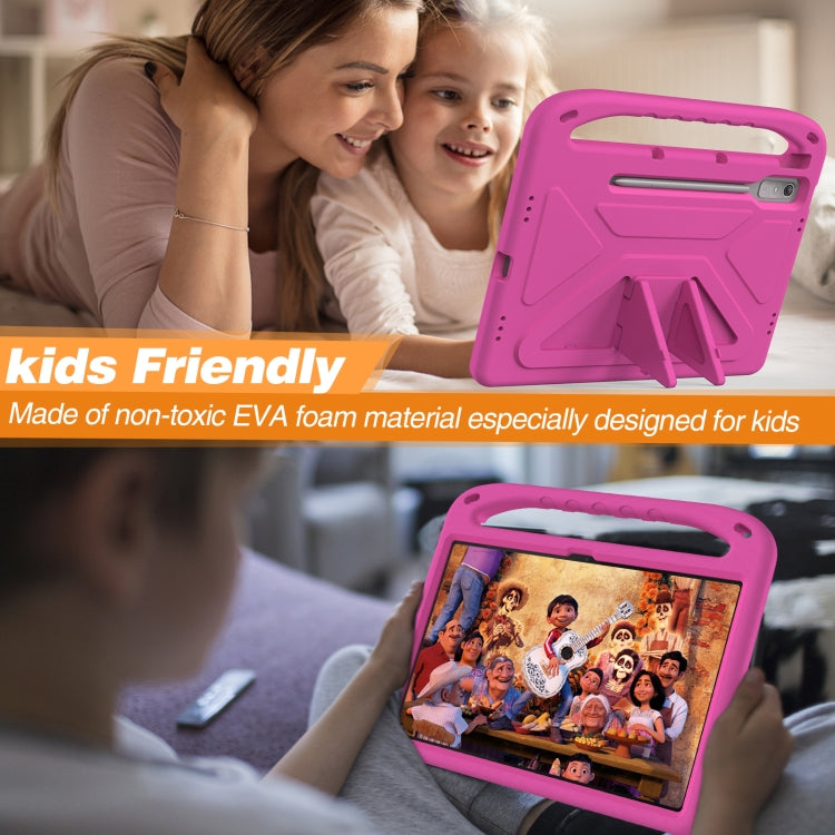 For Lenovo Tab P12 12.7 Handle Portable EVA Shockproof Tablet Case(Rose Red)