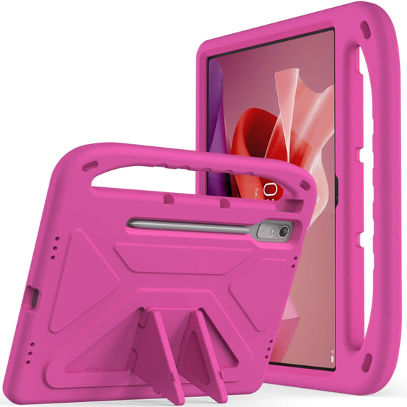 For Lenovo Tab P12 12.7 Handle Portable EVA Shockproof Tablet Case(Rose Red)
