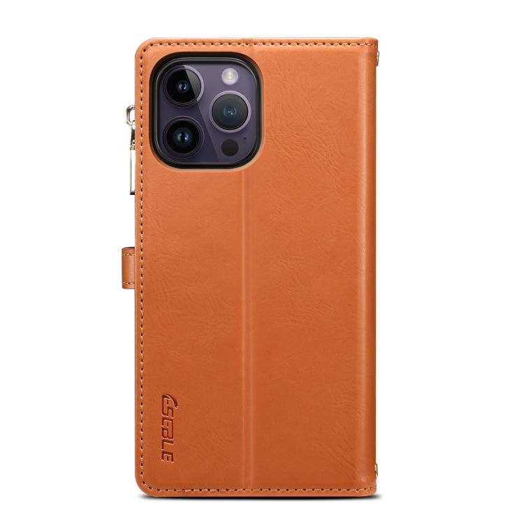 For iPhone 16 Pro Max ESEBLE Star Series Lanyard Zipper Wallet RFID Leather Case(Brown)