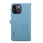 For iPhone 16 Pro Max ESEBLE Star Series Lanyard Zipper Wallet RFID Leather Case(Blue)