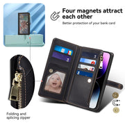 For iPhone 16 Pro Max ESEBLE Star Series Lanyard Zipper Wallet RFID Leather Case(Black)