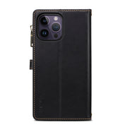 For iPhone 16 Pro ESEBLE Star Series Lanyard Zipper Wallet RFID Leather Case(Black)
