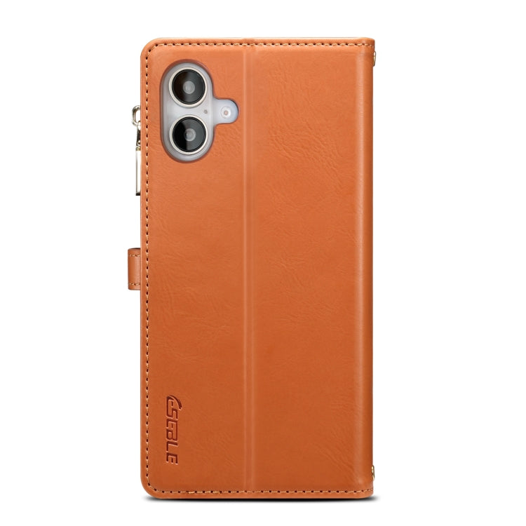 For iPhone 16 Plus ESEBLE Star Series Lanyard Zipper Wallet RFID Leather Case(Brown)