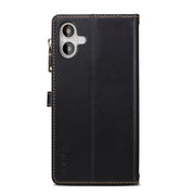 For iPhone 16 Plus ESEBLE Star Series Lanyard Zipper Wallet RFID Leather Case(Black)