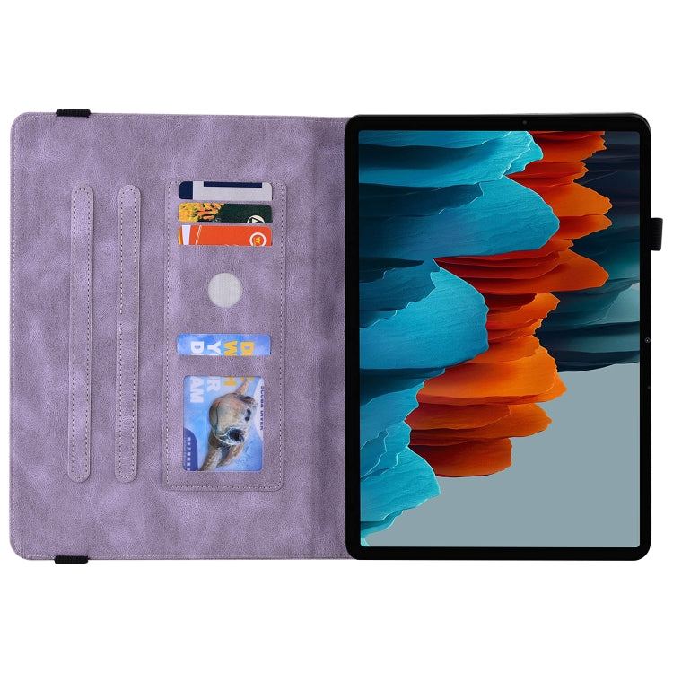 For Samsung Galaxy Tab S9 Butterfly Flower Embossed Leather Tablet Case(Purple)