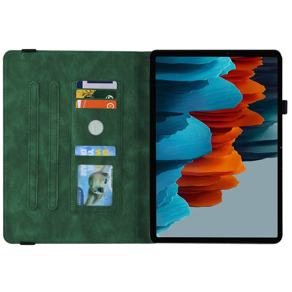 For Samsung Galaxy Tab S9+ Butterfly Flower Embossed Leather Tablet Case(Green)