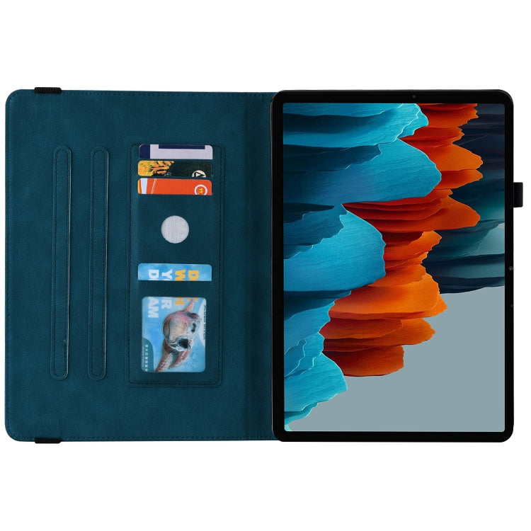 For Samsung Galaxy Tab S9+ Butterfly Flower Embossed Leather Tablet Case(Blue)