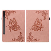 For Samsung Galaxy Tab S9+ Butterfly Flower Embossed Leather Tablet Case(Rose Gold)