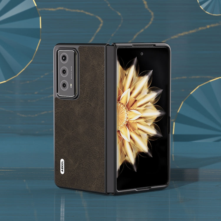 For Honor Magic V2 ABEEL Dream Litchi Texture PU Phone Case(Khaki)
