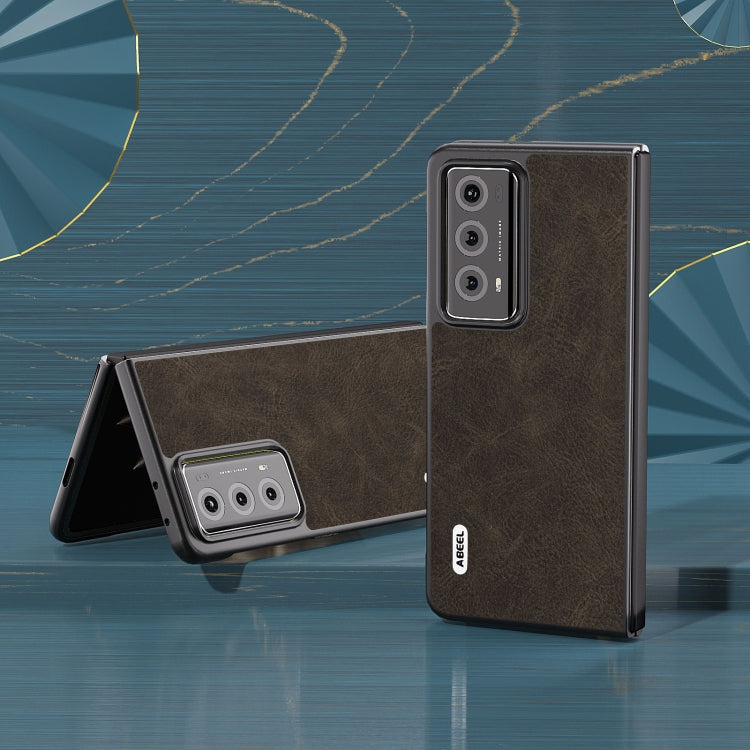 For Honor Magic V2 ABEEL Dream Litchi Texture PU Phone Case(Khaki)