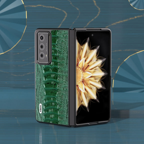 For Honor Magic V2 ABEEL Genuine Leather Weilai Series Phone Case(Green)