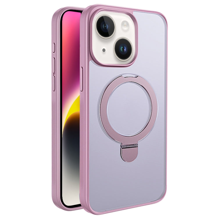 For iPhone 13 Multifunctional MagSafe Holder Phone Case(Pink)
