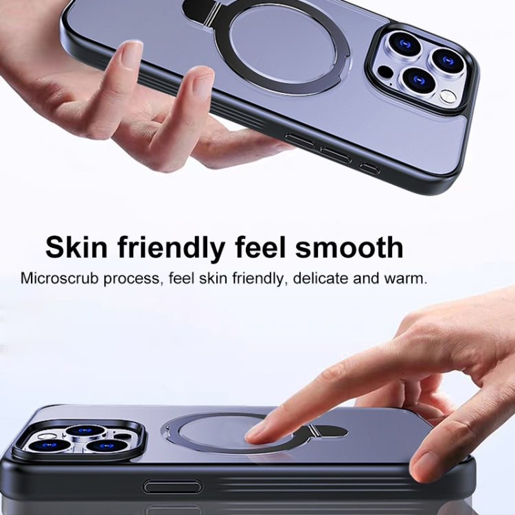 For iPhone 11 Multifunctional MagSafe Holder Phone Case(Blue)