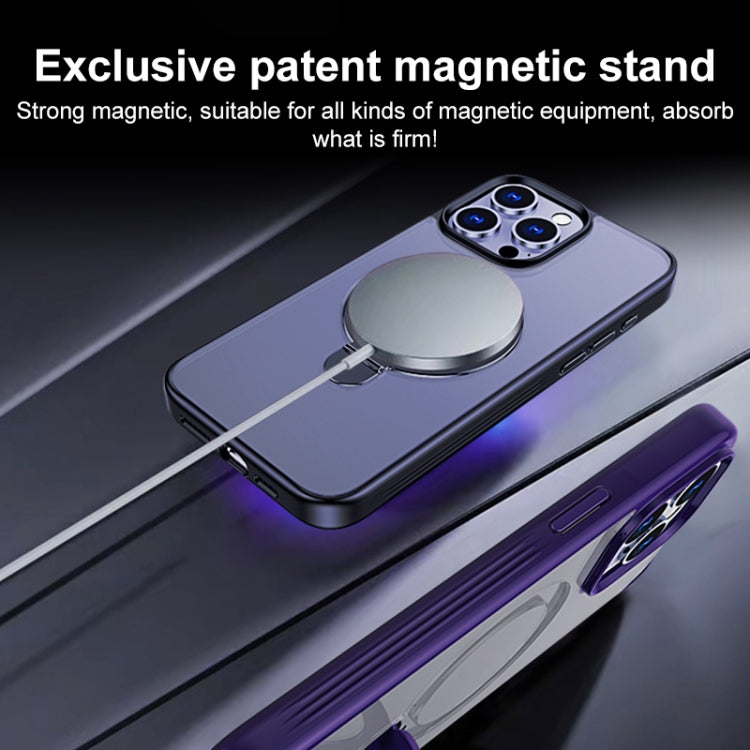 For iPhone 11 Multifunctional MagSafe Holder Phone Case(Blue)