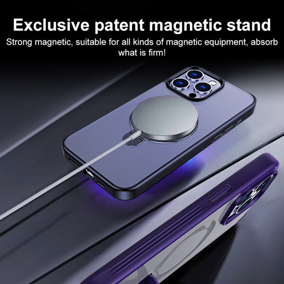 For iPhone 11 Multifunctional MagSafe Holder Phone Case(Blue)