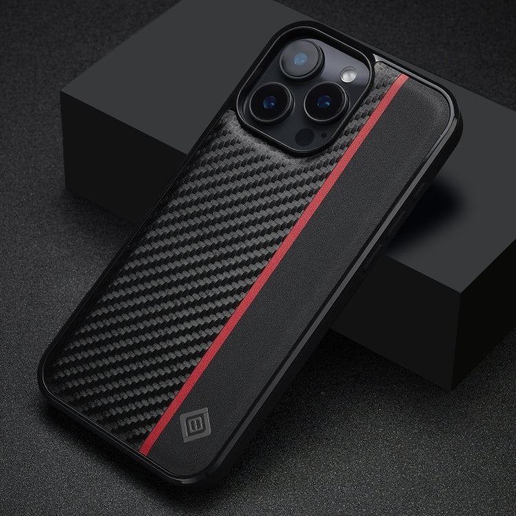 For iPhone 16 Pro LC.IMEEKE 3 in 1 Carbon Fiber Texture Shockproof Phone Case(Black)