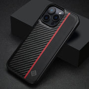 For iPhone 16 Pro LC.IMEEKE 3 in 1 Carbon Fiber Texture Shockproof Phone Case(Black)