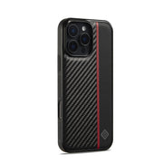 For iPhone 16 Pro LC.IMEEKE 3 in 1 Carbon Fiber Texture Shockproof Phone Case(Black)