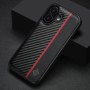 For iPhone 16 Plus LC.IMEEKE 3 in 1 Carbon Fiber Texture Shockproof Phone Case(Black)