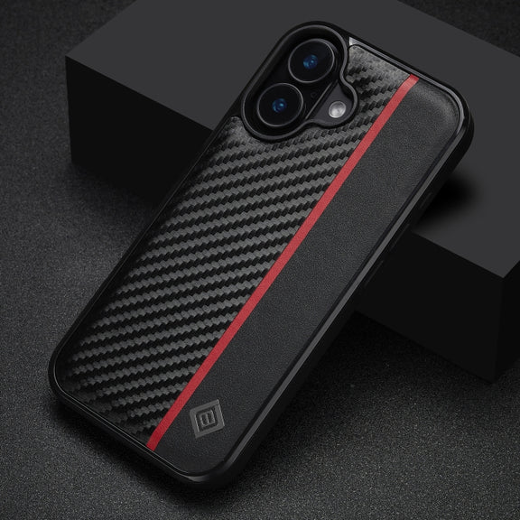 For iPhone 16 Plus LC.IMEEKE 3 in 1 Carbon Fiber Texture Shockproof Phone Case(Black)