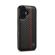 For iPhone 16 Plus LC.IMEEKE 3 in 1 Carbon Fiber Texture Shockproof Phone Case(Black)