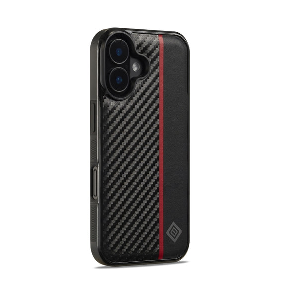 For iPhone 16 Plus LC.IMEEKE 3 in 1 Carbon Fiber Texture Shockproof Phone Case(Black)