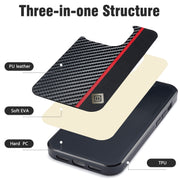 For iPhone 16 LC.IMEEKE 3 in 1 Carbon Fiber Texture Shockproof Phone Case(Black)
