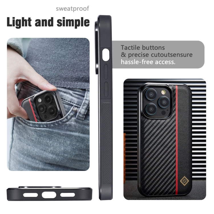 For iPhone 16 LC.IMEEKE 3 in 1 Carbon Fiber Texture Shockproof Phone Case(Black)