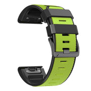 For Garmin Fenix 7 Pro 22mm Screw Buckle Diamond Texture Two Color Silicone Watch Band(Lime Green+Black)
