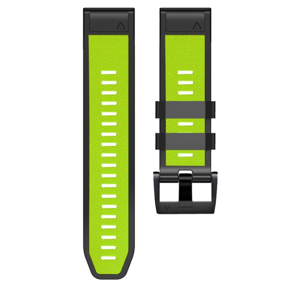 For Garmin Fenix 7 Pro 22mm Screw Buckle Diamond Texture Two Color Silicone Watch Band(Lime Green+Black)