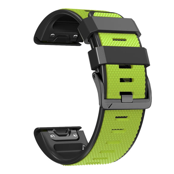 For Garmin Fenix 7 Pro 22mm Screw Buckle Diamond Texture Two Color Silicone Watch Band(Lime Green+Black)
