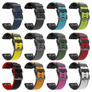 For Garmin Fenix 7 Pro 22mm Screw Buckle Diamond Texture Two Color Silicone Watch Band(Lime Green+Black)
