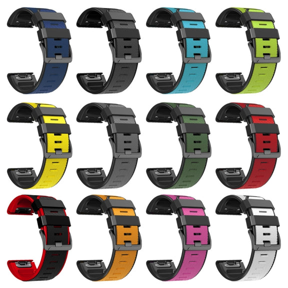 For Garmin Fenix 7 Pro 22mm Screw Buckle Diamond Texture Two Color Silicone Watch Band(Lime Green+Black)