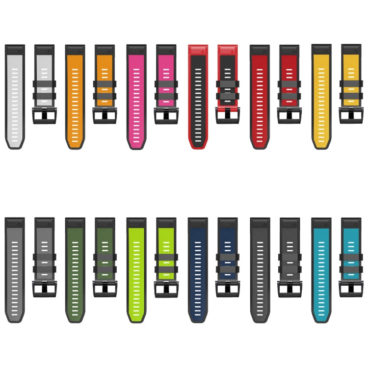For Garmin Fenix 7 Pro 22mm Screw Buckle Diamond Texture Two Color Silicone Watch Band(Lime Green+Black)