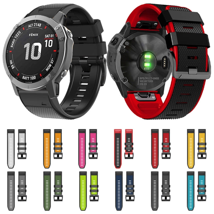 For Garmin Fenix 7 Pro 22mm Screw Buckle Diamond Texture Two Color Silicone Watch Band(Lime Green+Black)