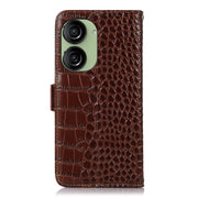 For Asus ZenFone 10 / ZenFone 9  Crocodile Top Layer Cowhide Leather Phone Case(Brown)