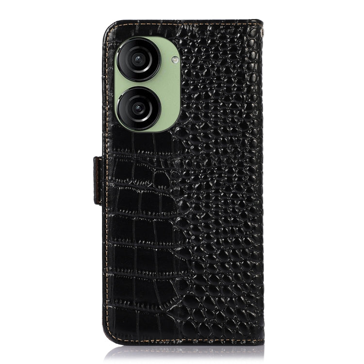 For Asus ZenFone 10 / ZenFone 9  Crocodile Top Layer Cowhide Leather Phone Case(Black)